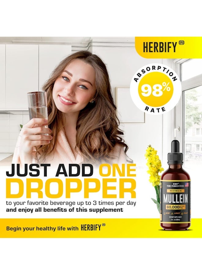 HERBIFY Mullein Extract 2 oz, Alcohol-Free Tincture, Organic Mullein Leaf and Flowers Blend (Verbascum Densiflorum) - Image 2